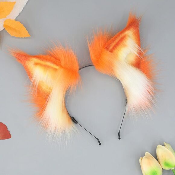 3135 Orange Cat Ears Headband Fox Wolf Lynx Ears Headwear Animal Hairband main image 5
